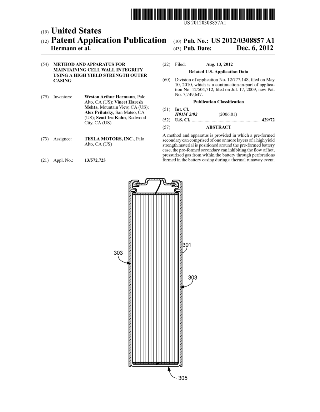 Method and Apparatus for Maintaining Cell Wall Integrity Using a High     Yield Strength Outer Casing - diagram, schematic, and image 01