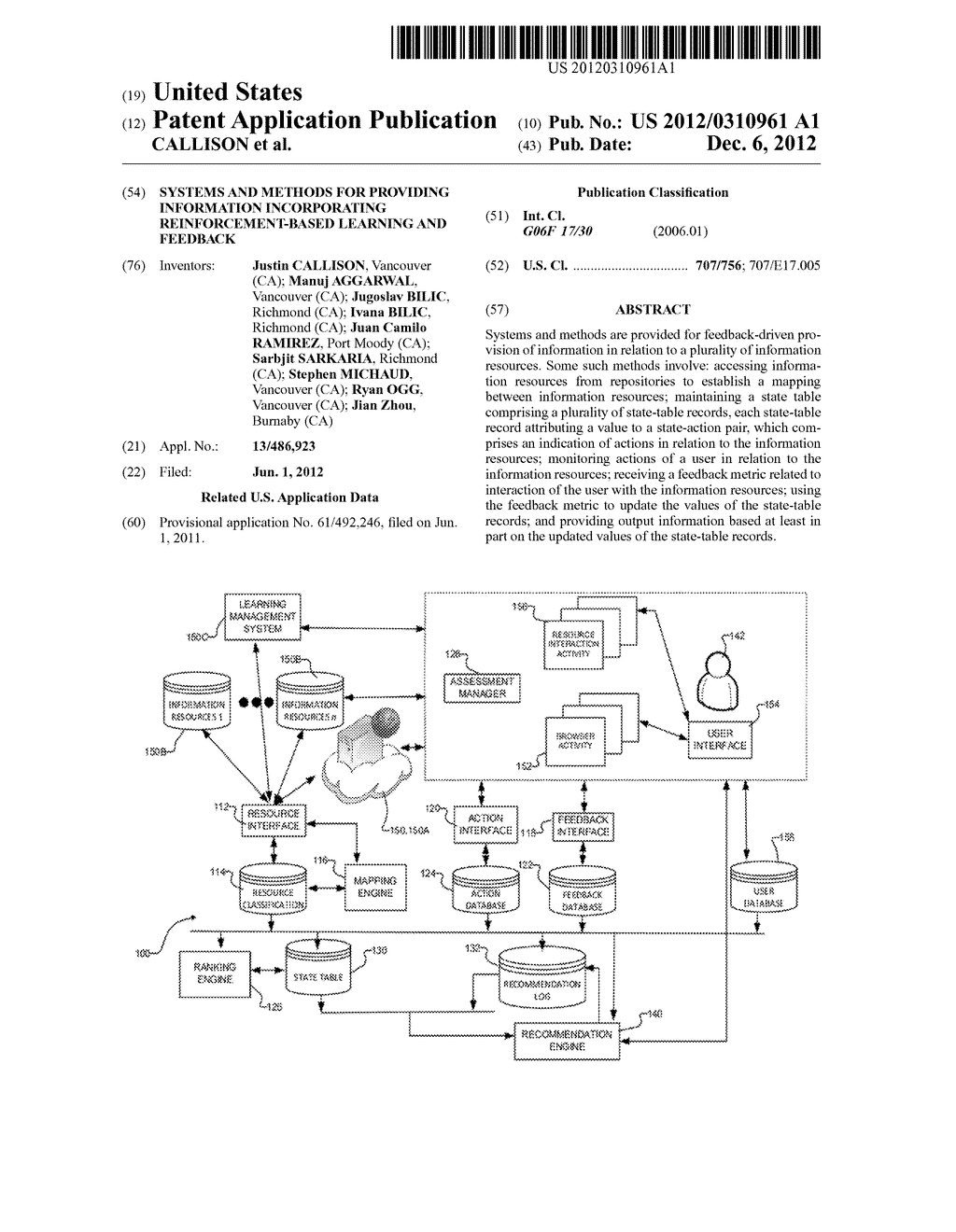 SYSTEMS AND METHODS FOR PROVIDING INFORMATION INCORPORATING     REINFORCEMENT-BASED LEARNING AND FEEDBACK - diagram, schematic, and image 01