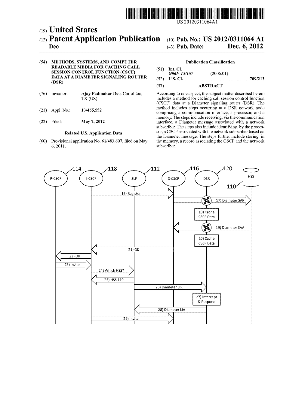 METHODS, SYSTEMS, AND COMPUTER READABLE MEDIA FOR CACHING CALL SESSION     CONTROL FUNCTION (CSCF) DATA AT A DIAMETER SIGNALING ROUTER (DSR) - diagram, schematic, and image 01