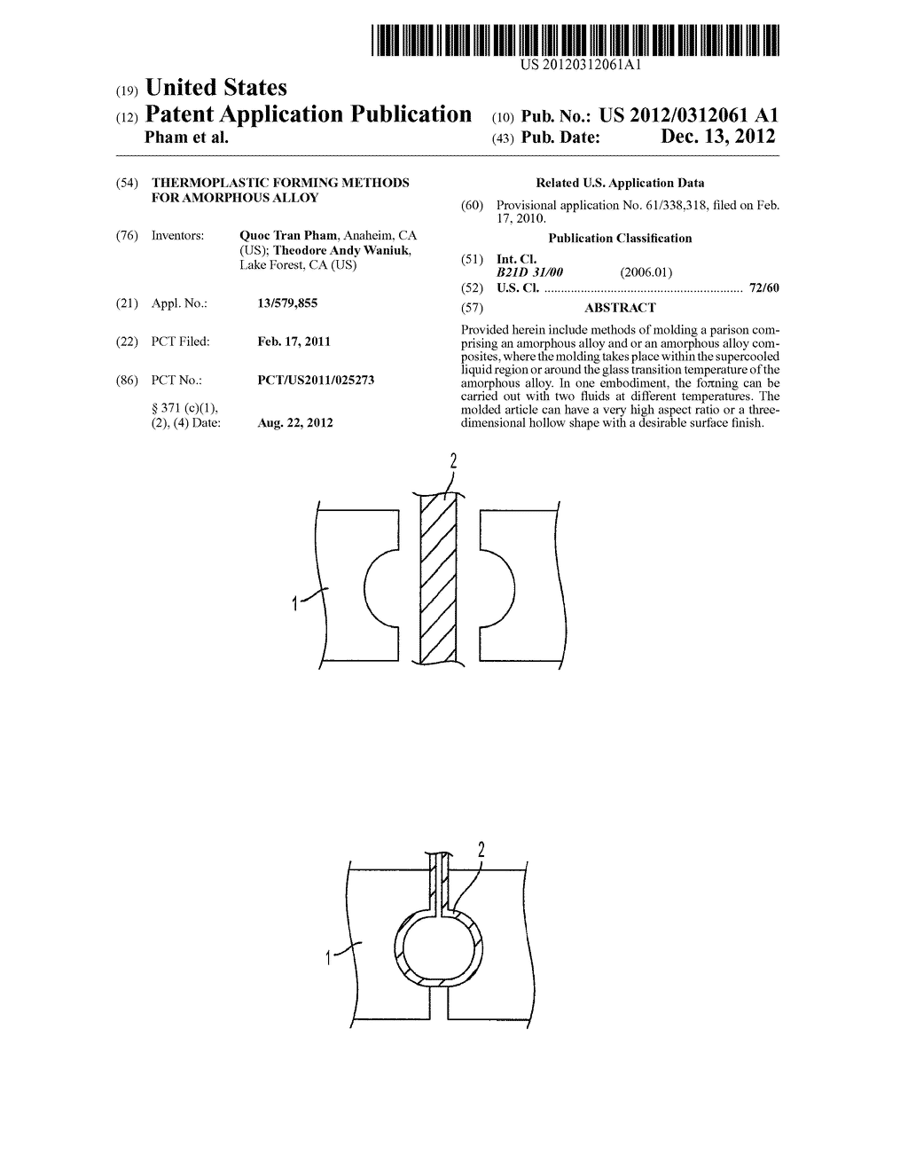 THERMOPLASTIC FORMING METHODS FOR AMORPHOUS ALLOY - diagram, schematic, and image 01