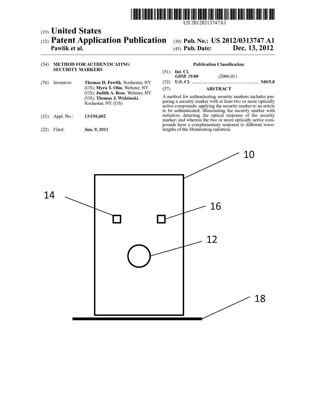 METHOD FOR AUTHENTICATING SECURITY MARKERS - diagram, schematic, and image 01