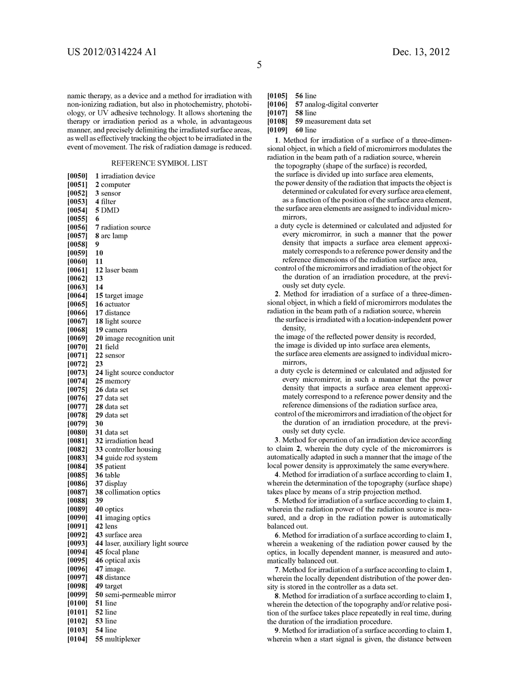 METHOD AND IRRADIATING DEVICE FOR IRRADIATING CURVED SURFACES WITH     NON-IONIZING RADIATION - diagram, schematic, and image 08