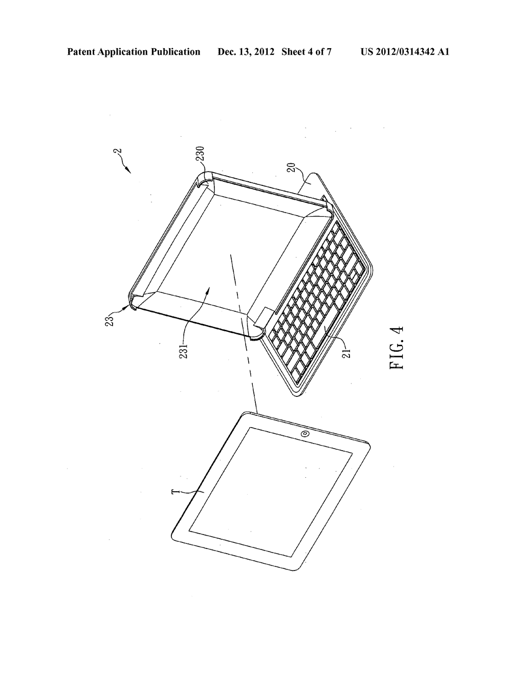 Holding device integrated with protective cover and wireless keyboard - diagram, schematic, and image 05
