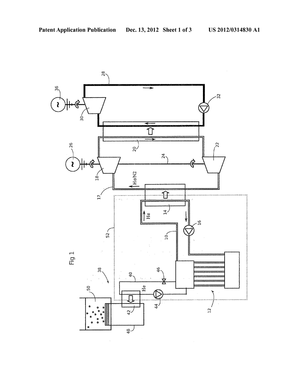 INSTALLATION FOR PRODUCING POWER FROM A GAS-COOLED FAST NUCLEAR REACTOR - diagram, schematic, and image 02