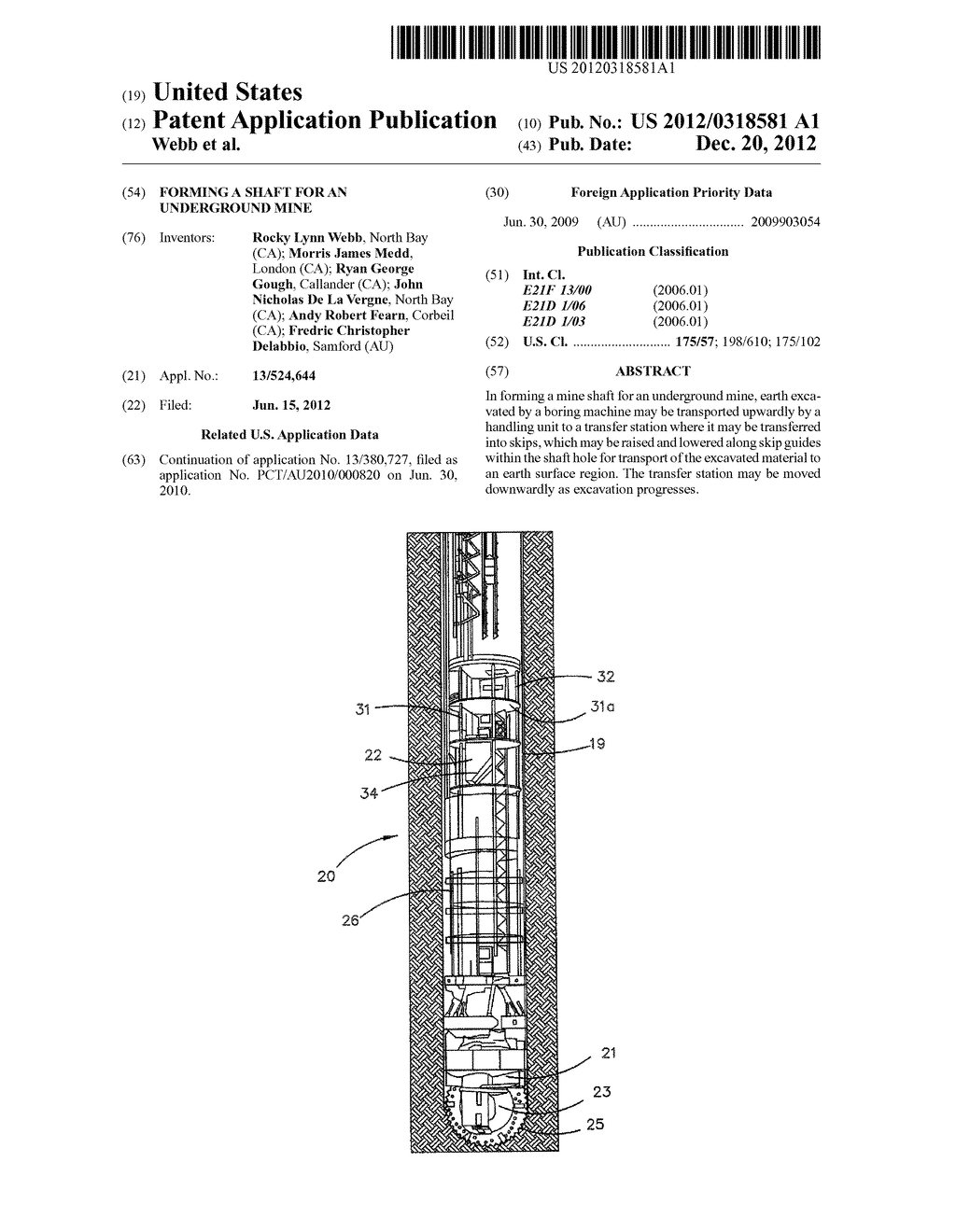 FORMING A SHAFT FOR AN UNDERGROUND MINE - diagram, schematic, and image 01