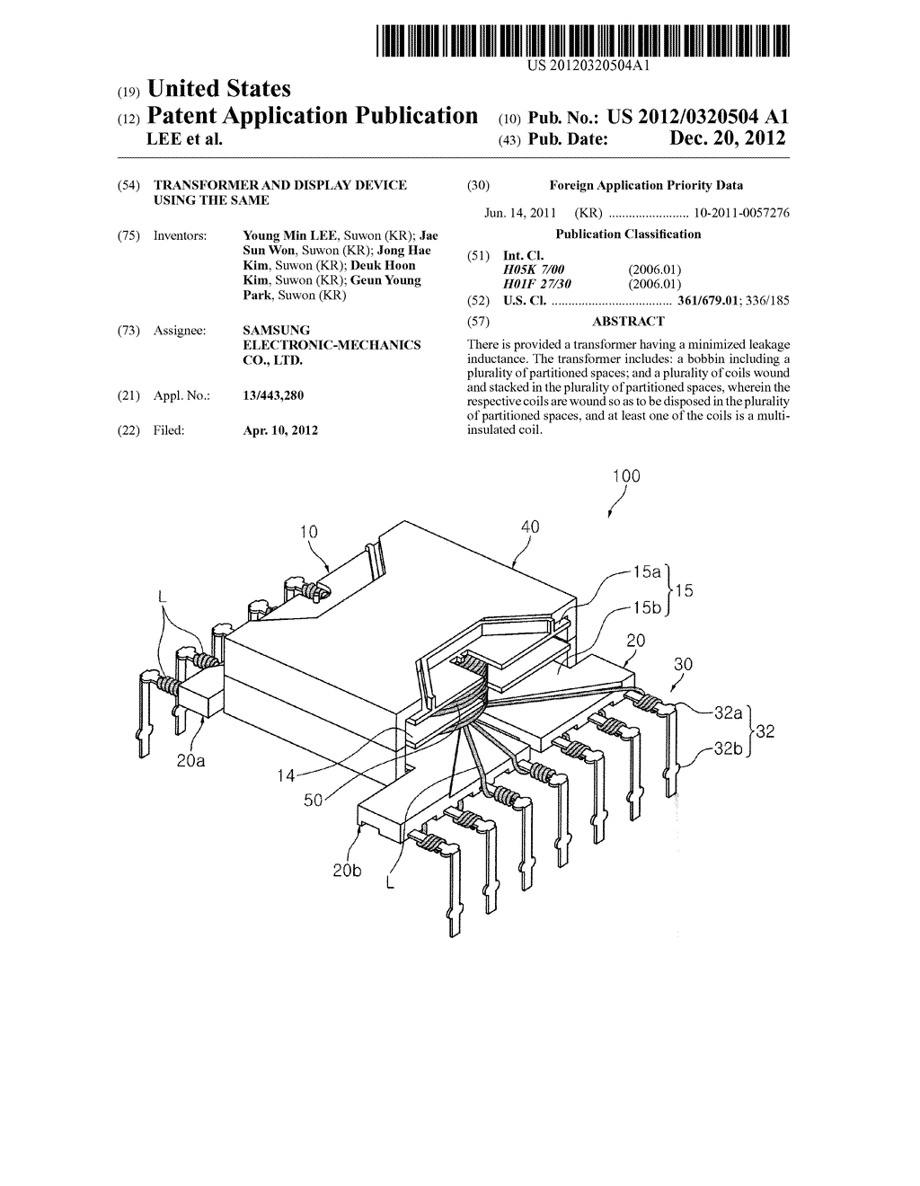 TRANSFORMER AND DISPLAY DEVICE USING THE SAME - diagram, schematic, and image 01