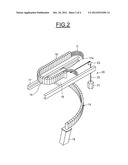 DEVICE FOR SUPPORTING ELEMENTS FOR CONNECTING A MOBILE X-RAY MACHINE AND     X-RAY MACHINE PROVIDED WITH SUCH A SUPPORTING DEVICE diagram and image