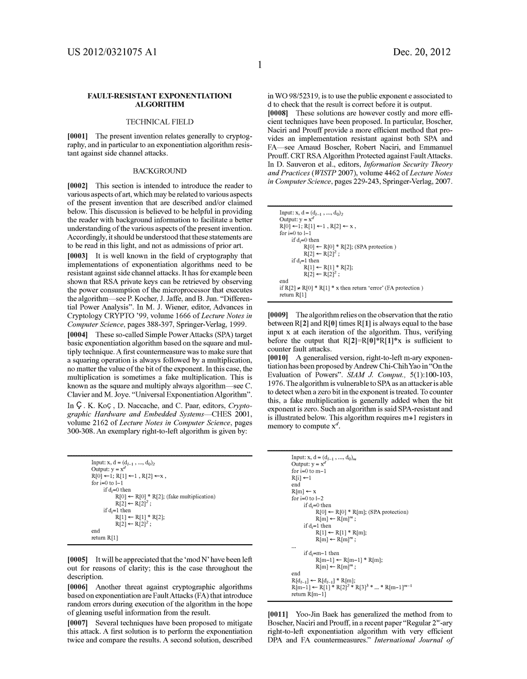 FAULT-RESISTANT EXPONENTIATIONI ALGORITHM - diagram, schematic, and image 03