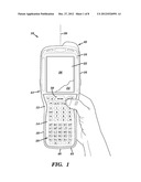 PORTABLE DATA TERMINAL HOUSING HAVING A ROTATABLE MEMBER FOR RETENTION OF     A STYLUS diagram and image