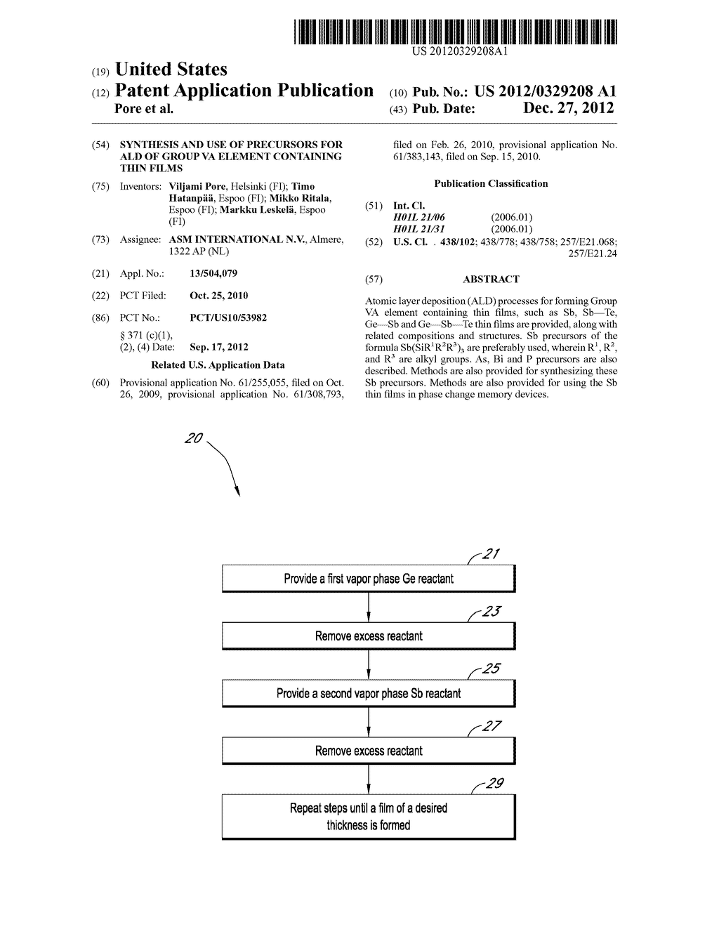 SYNTHESIS AND USE OF PRECURSORS FOR ALD OF GROUP VA ELEMENT CONTAINING     THIN FILMS - diagram, schematic, and image 01