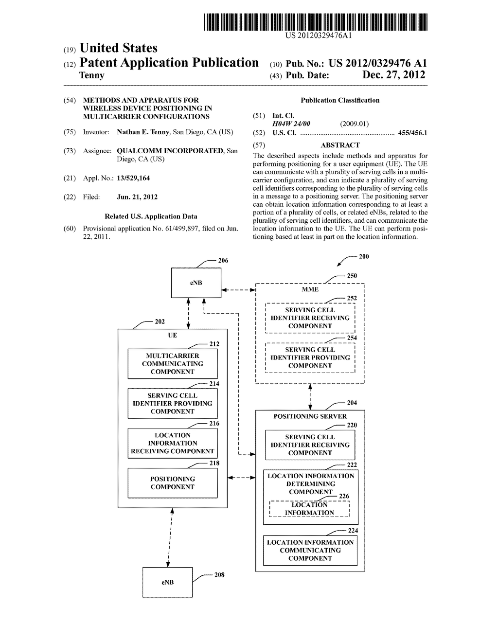 METHODS AND APPARATUS FOR WIRELESS DEVICE POSITIONING IN MULTICARRIER     CONFIGURATIONS - diagram, schematic, and image 01