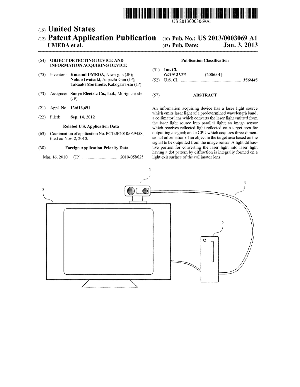 OBJECT DETECTING DEVICE AND INFORMATION ACQUIRING DEVICE - diagram, schematic, and image 01