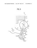 GUIDE DEVICE WITH MECHANISM CAPABLE OF MINIMIZING DAMAGE TO TONER IMAGE     AND RECORDING MEDIUM AND FIXING DEVICE AND IMAGE FORMING APPARATUS     INCORPORATING SAME diagram and image