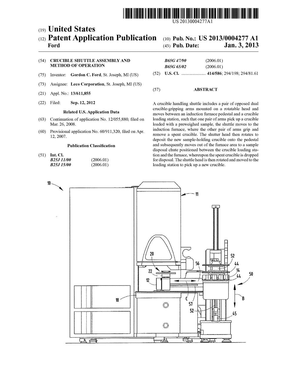 CRUCIBLE SHUTTLE ASSEMBLY AND METHOD OF OPERATION - diagram, schematic, and image 01