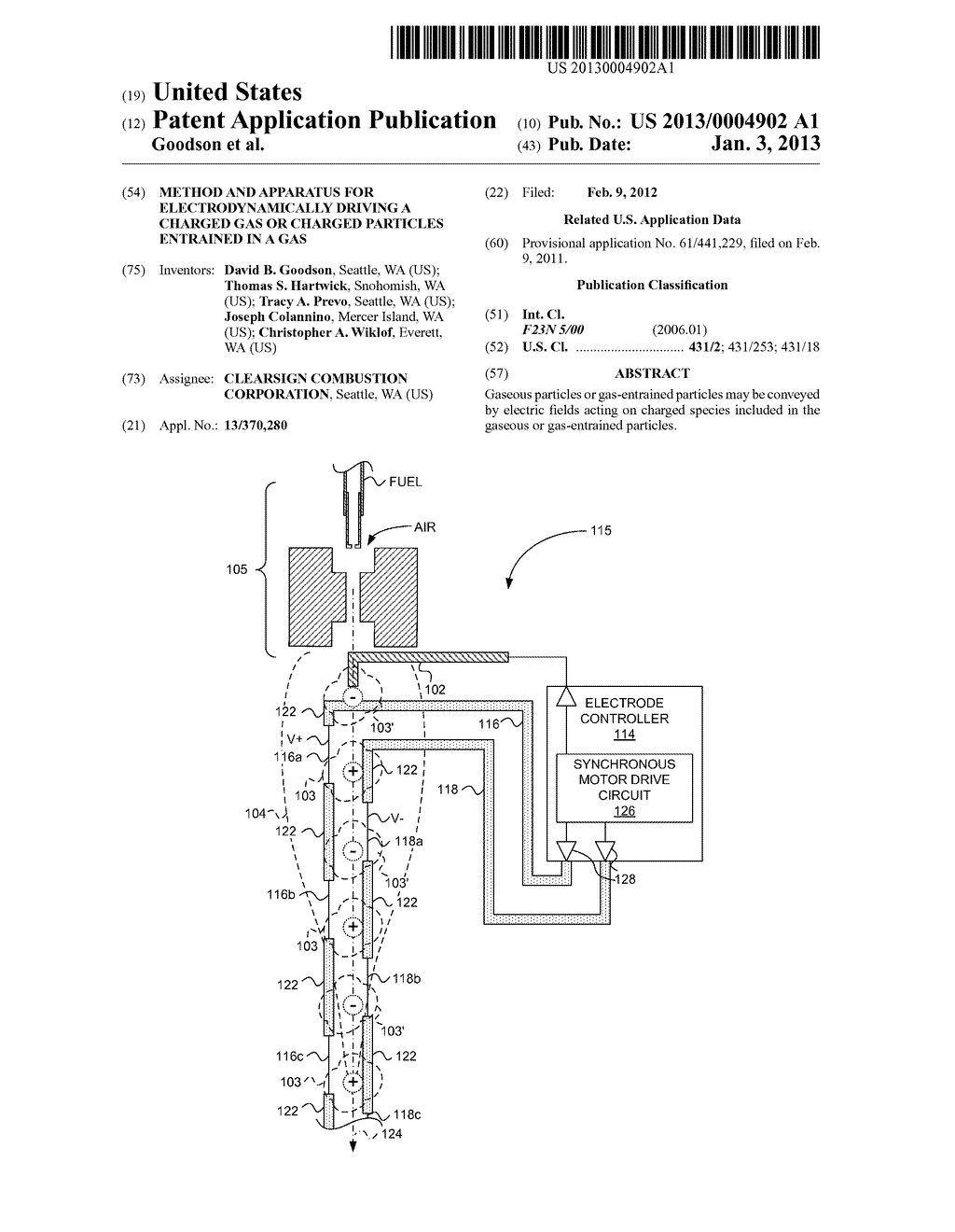 METHOD AND APPARATUS FOR ELECTRODYNAMICALLY DRIVING A CHARGED GAS OR     CHARGED PARTICLES ENTRAINED IN A GAS - diagram, schematic, and image 01