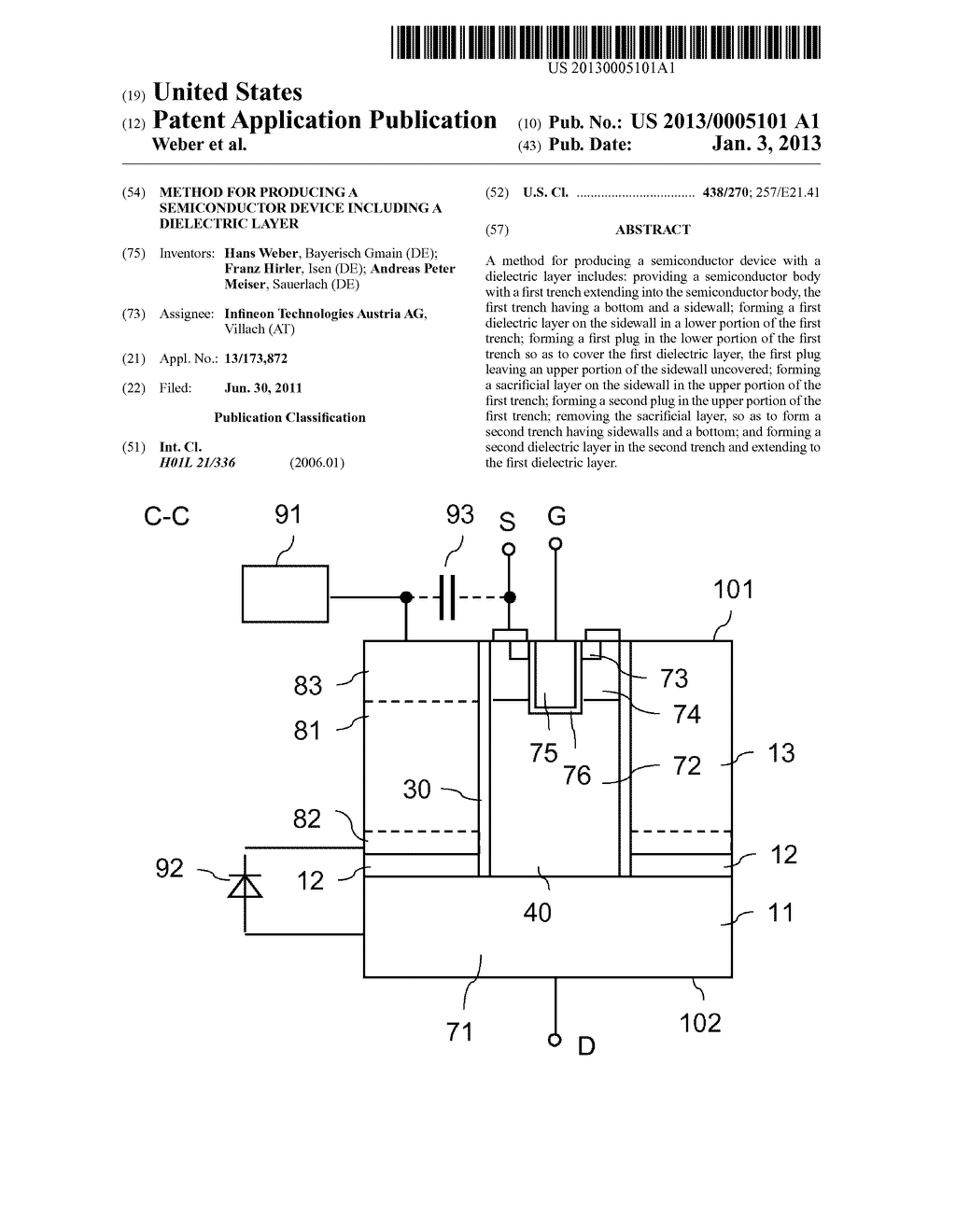 METHOD FOR PRODUCING A SEMICONDUCTOR DEVICE INCLUDING A DIELECTRIC LAYER - diagram, schematic, and image 01