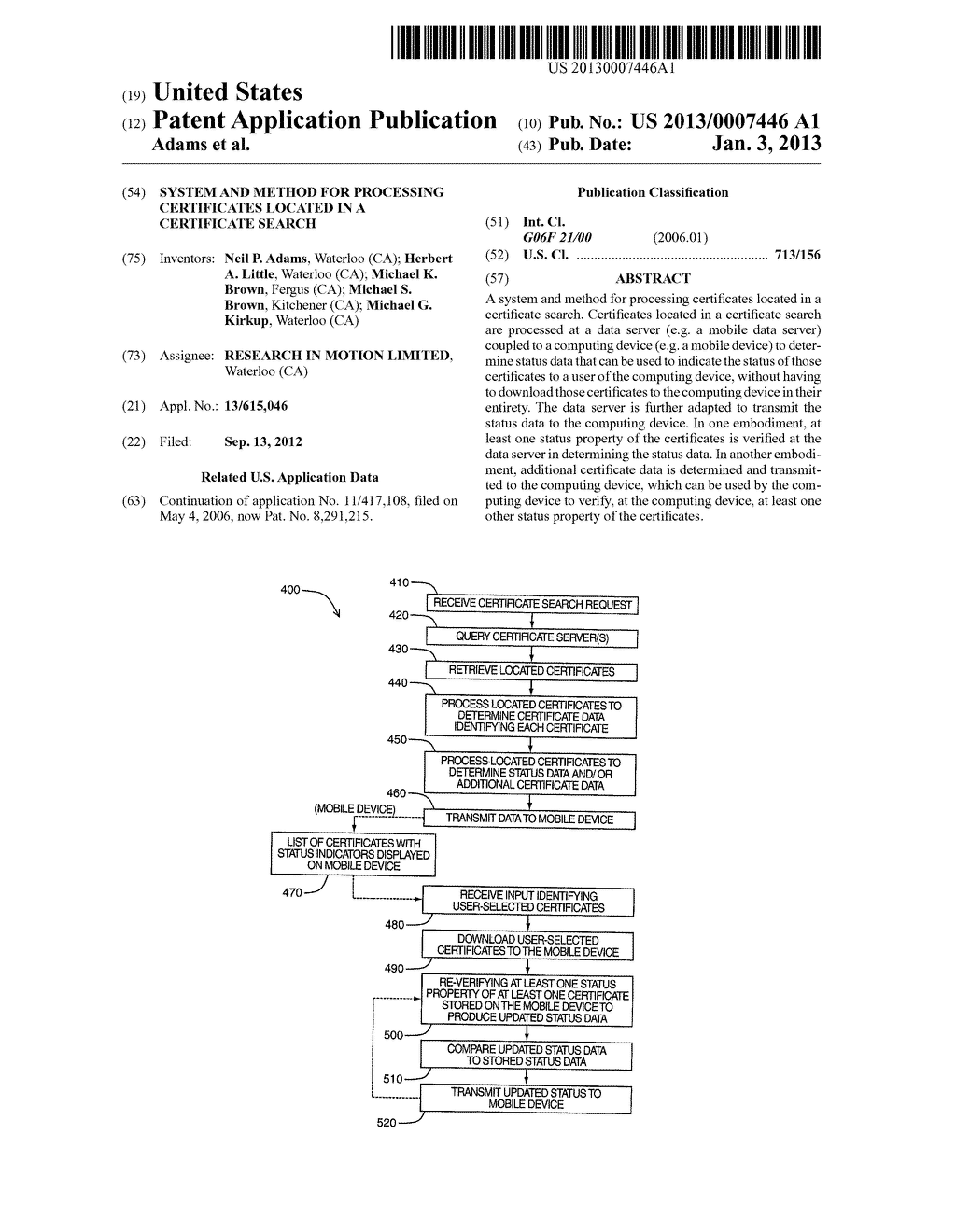 SYSTEM AND METHOD FOR PROCESSING CERTIFICATES LOCATED IN A CERTIFICATE     SEARCH - diagram, schematic, and image 01