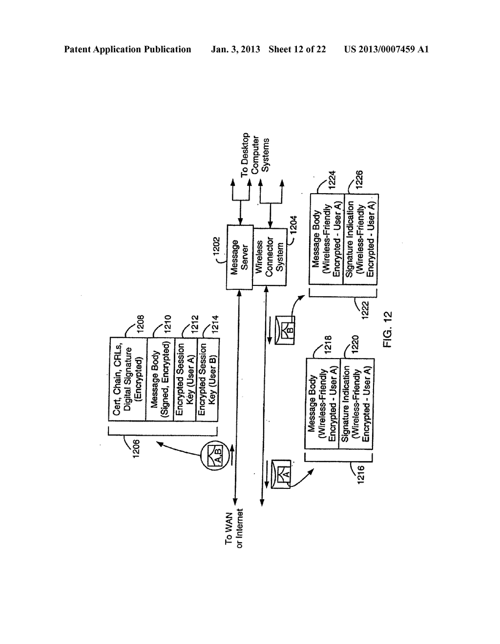 SYSTEM AND METHOD FOR COMPRESSING SECURE E-MAIL FOR EXCHANGE WITH A MOBILE     DATA COMMUNICATION DEVICE - diagram, schematic, and image 13