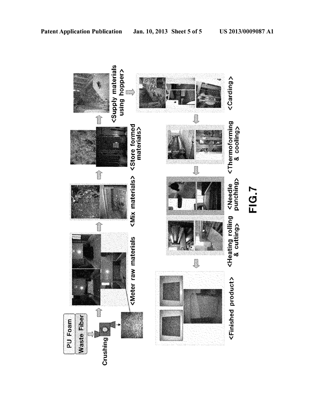 METHOD FOR MANUFACTURING SOUNDPROOFING MATERIAL USING POLYURETHANE FOAM     FROM CAR SEAT FOAM AND COMPOSITION THEREOF PREPARED THEREBY - diagram, schematic, and image 06