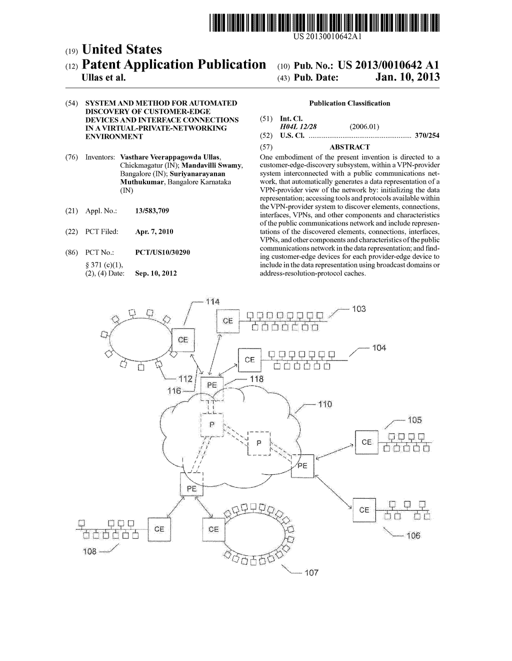 SYSTEM AND METHOD FOR AUTOMATED DISCOVERY OF CUSTOMER-EDGE DEVICES AND     INTERFACE CONNECTIONS IN A VIRTUAL-PRIVATE-NETWORKING ENVIRONMENT - diagram, schematic, and image 01