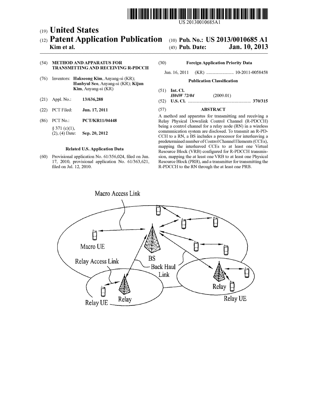 METHOD AND APPARATUS FOR TRANSMITTING AND RECEIVING R-PDCCH - diagram, schematic, and image 01