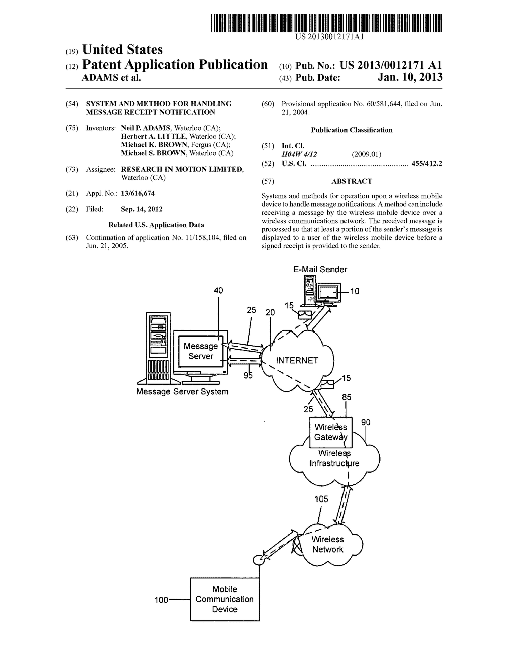 SYSTEM AND METHOD FOR HANDLING MESSAGE RECEIPT NOTIFICATION - diagram, schematic, and image 01