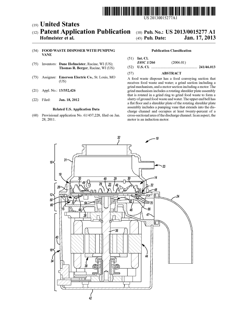 FOOD WASTE DISPOSER WITH PUMPING VANE - diagram, schematic, and image 01