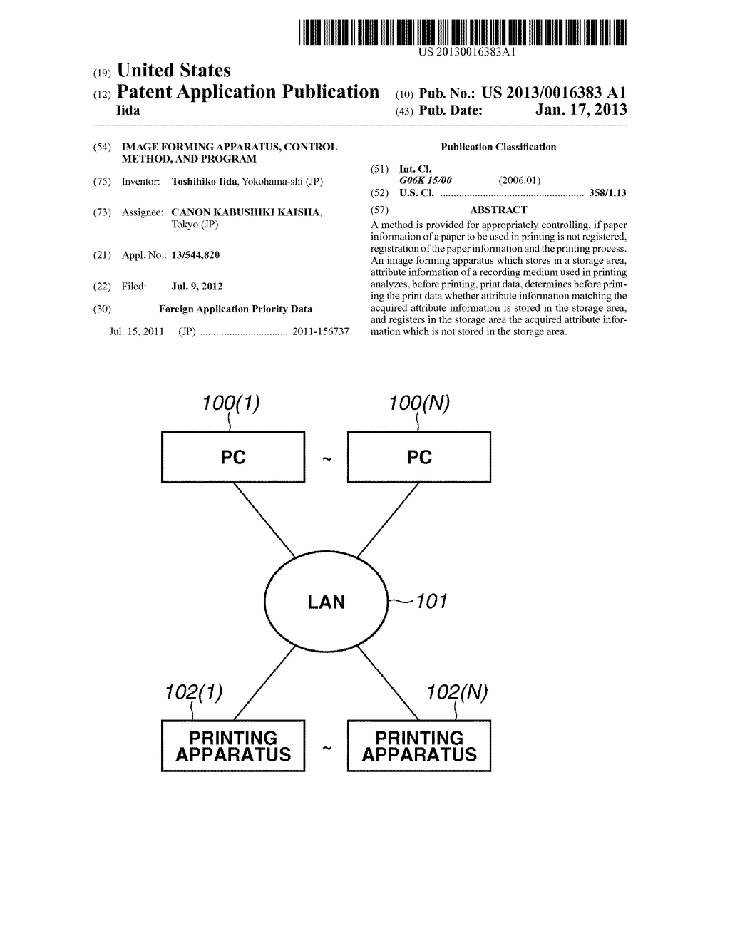 IMAGE FORMING APPARATUS, CONTROL METHOD, AND PROGRAMAANM Iida; ToshihikoAACI Yokohama-shiAACO JPAAGP Iida; Toshihiko Yokohama-shi JP - diagram, schematic, and image 01