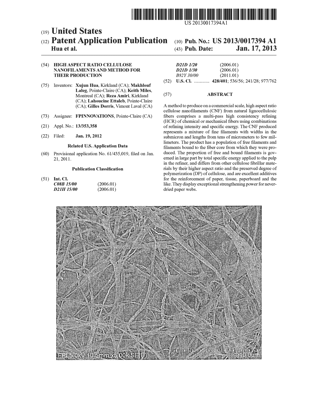 HIGH ASPECT RATIO CELLULOSE NANOFILAMENTS AND METHOD FOR THEIR PRODUCTION - diagram, schematic, and image 01