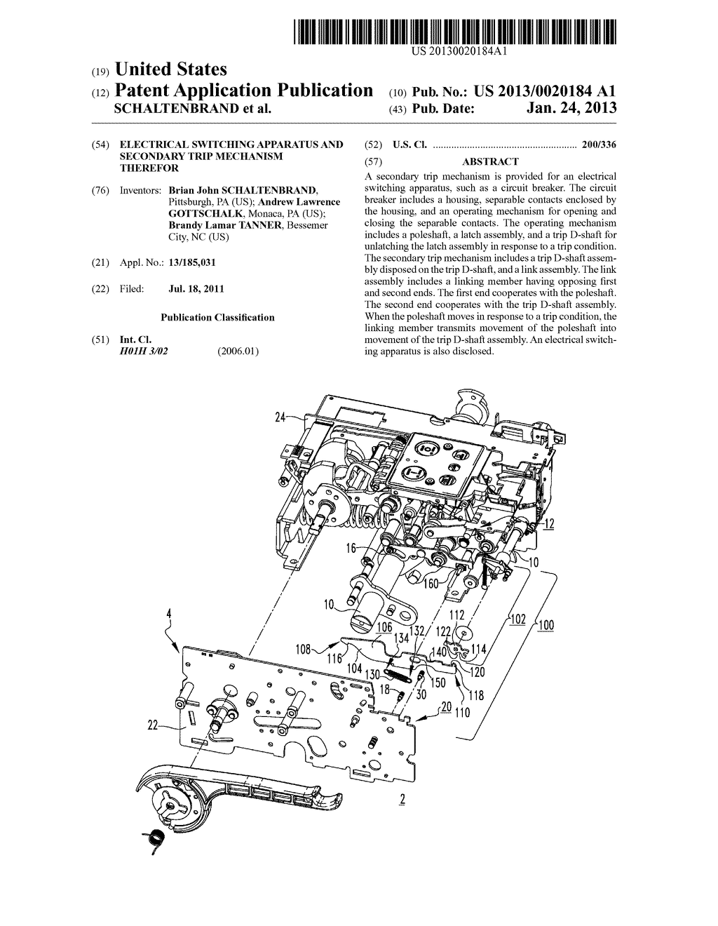 ELECTRICAL SWITCHING APPARATUS AND SECONDARY TRIP MECHANISM THEREFOR - diagram, schematic, and image 01