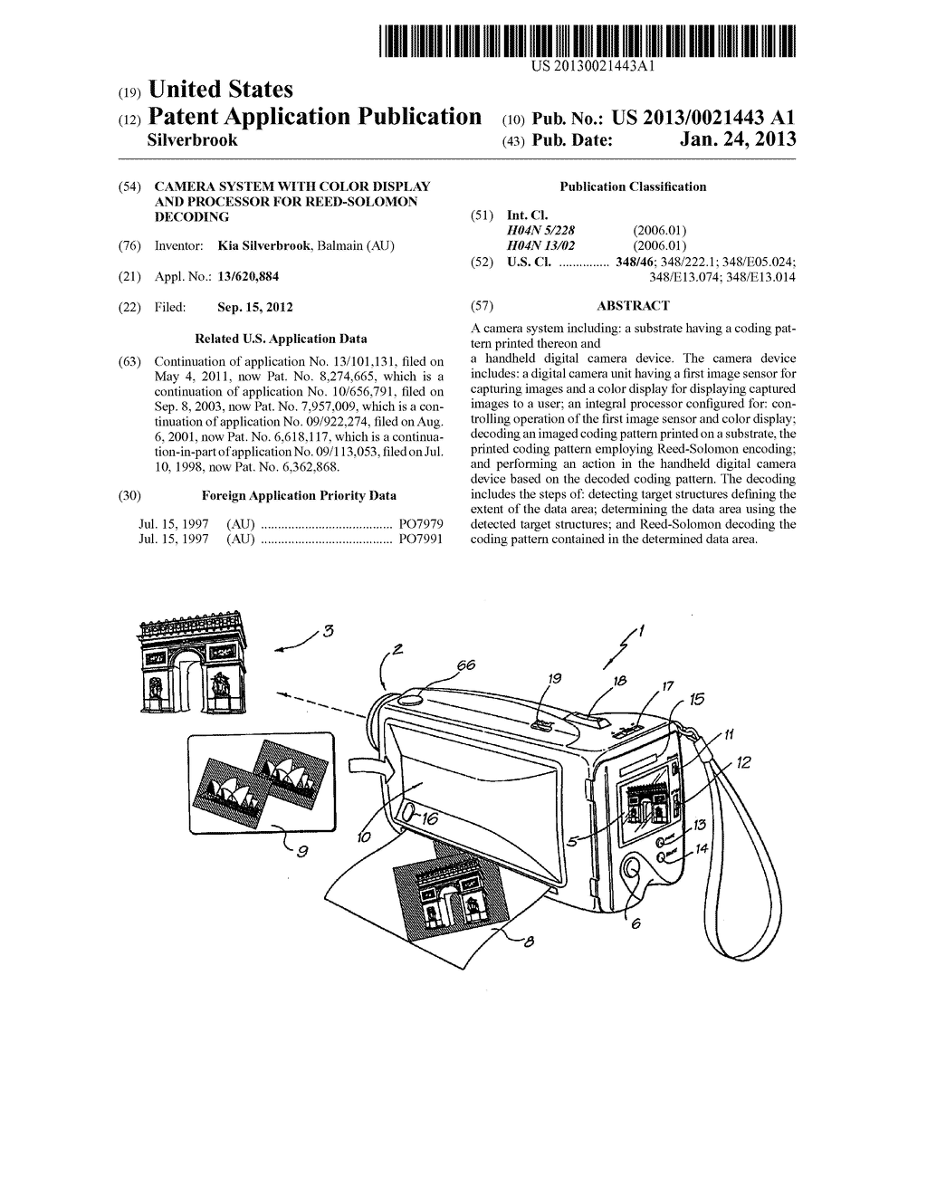 CAMERA SYSTEM WITH COLOR DISPLAY AND PROCESSOR FOR REED-SOLOMON DECODING - diagram, schematic, and image 01