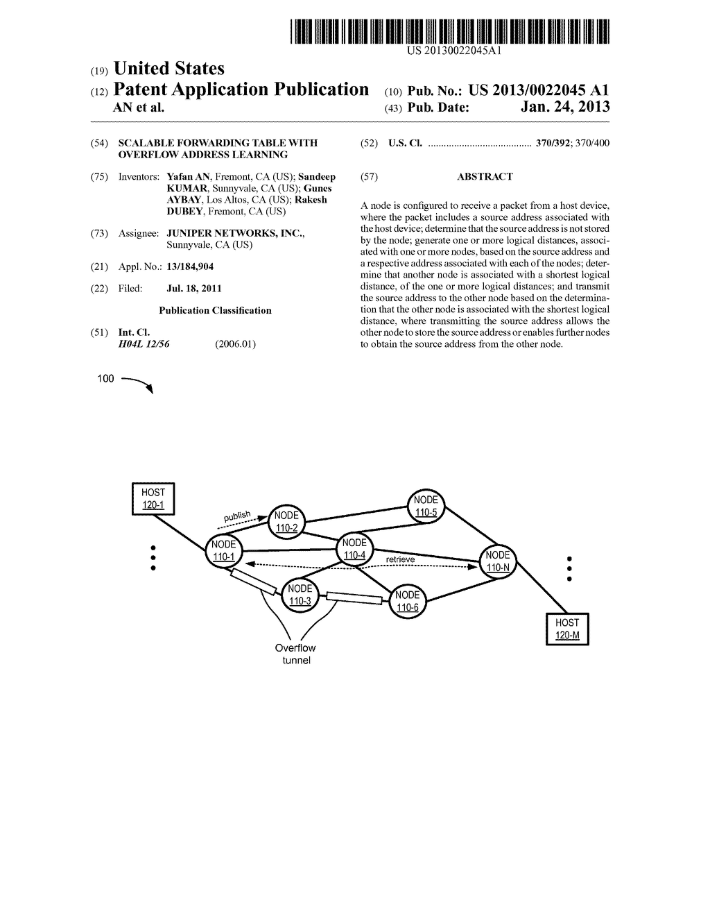 SCALABLE FORWARDING TABLE WITH OVERFLOW ADDRESS LEARNING - diagram, schematic, and image 01