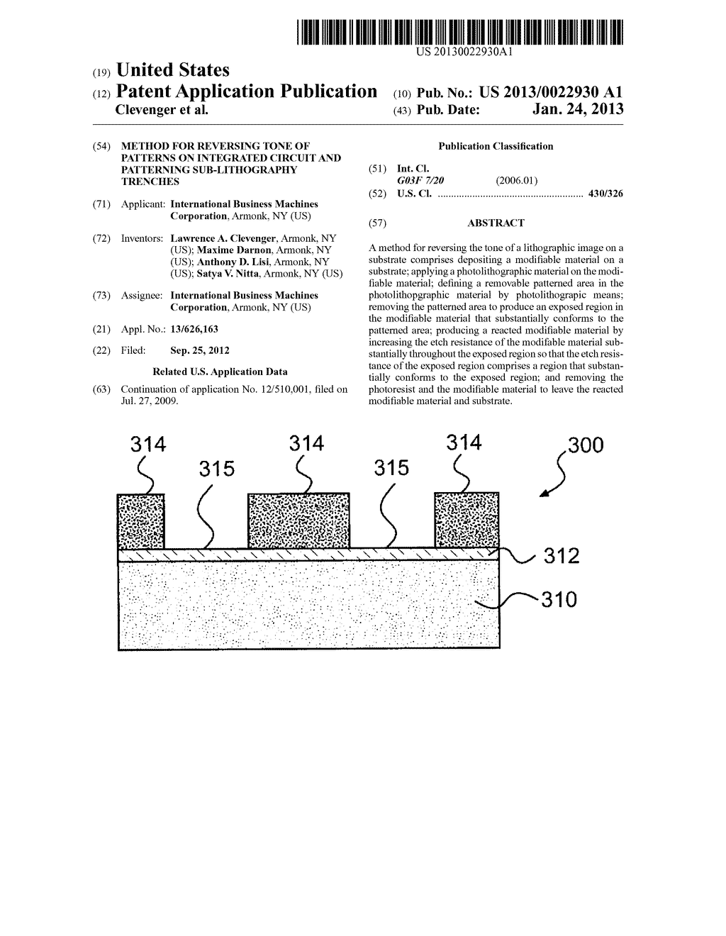 Method for Reversing Tone of Patterns on Integrated Circuit and Patterning     Sub-Lithography Trenches - diagram, schematic, and image 01