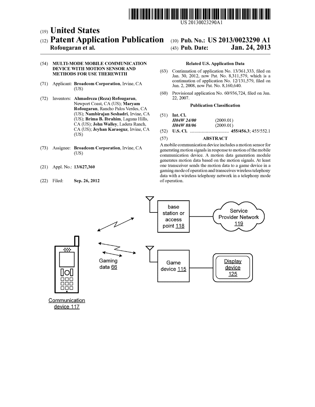 MULTI-MODE MOBILE COMMUNICATION DEVICE WITH MOTION SENSOR AND METHODS FOR     USE THEREWITH - diagram, schematic, and image 01