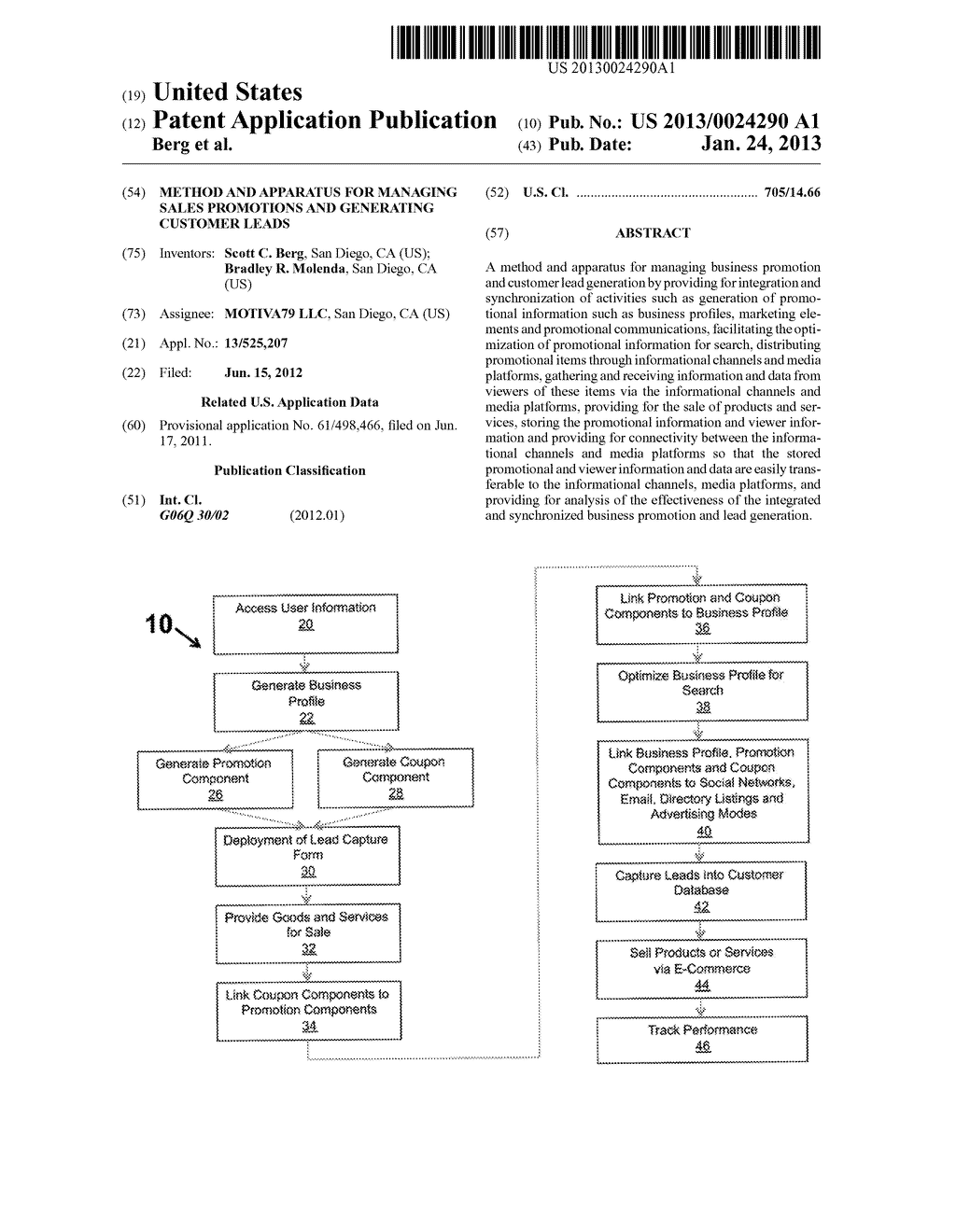 METHOD AND APPARATUS FOR MANAGING SALES PROMOTIONS AND GENERATING CUSTOMER     LEADS - diagram, schematic, and image 01