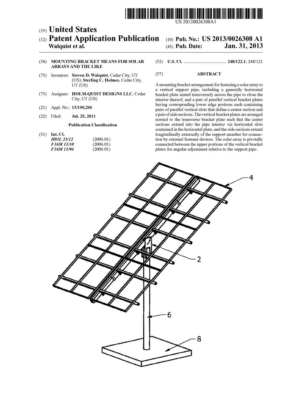 MOUNTING BRACKET MEANS FOR SOLAR ARRAYS AND THE LIKE - diagram, schematic, and image 01