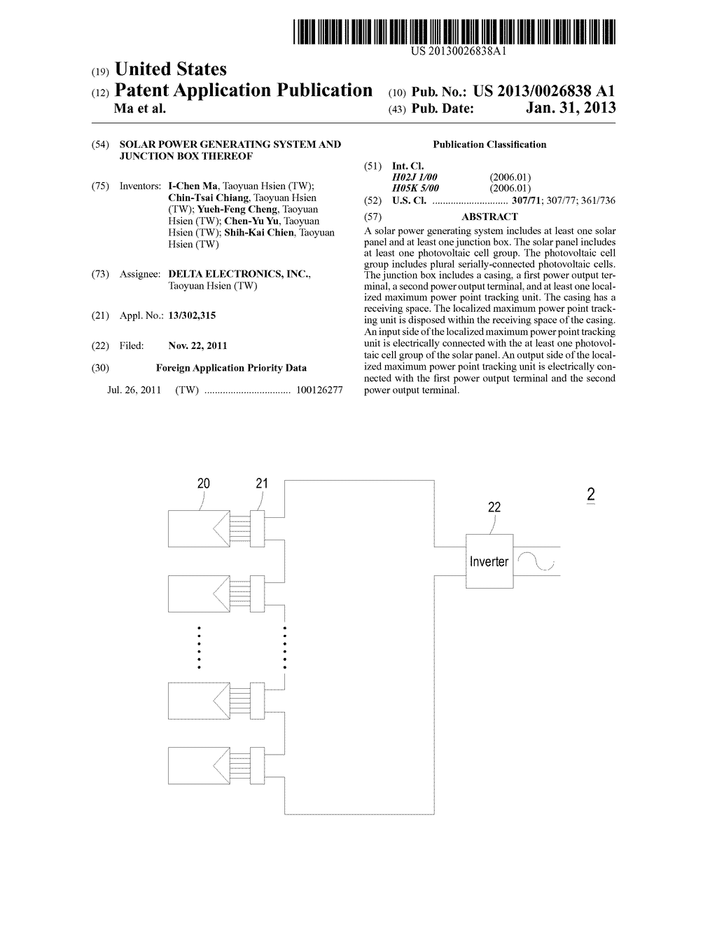 SOLAR POWER GENERATING SYSTEM AND JUNCTION BOX THEREOF - diagram, schematic, and image 01