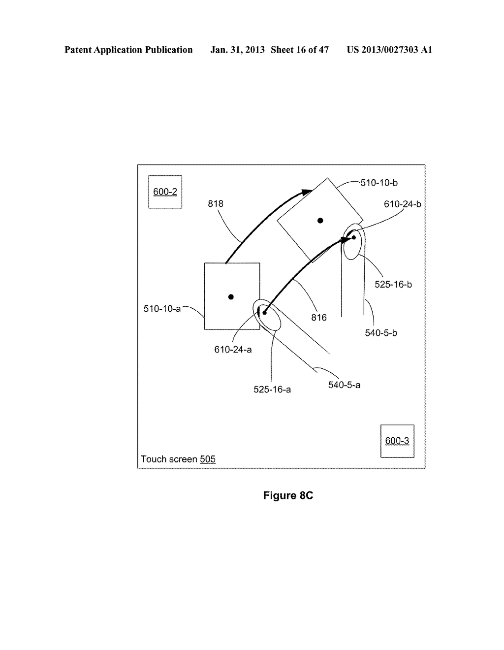 Touch Screen Device, Method, and Graphical User Interface for Moving     On-Screen Objects Without Using a Cursor - diagram, schematic, and image 17