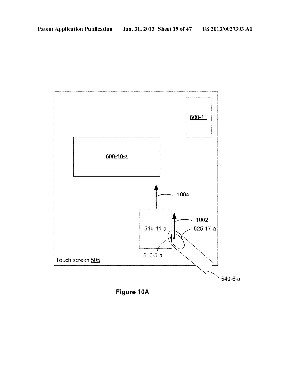 Touch Screen Device, Method, and Graphical User Interface for Moving     On-Screen Objects Without Using a Cursor - diagram, schematic, and image 20