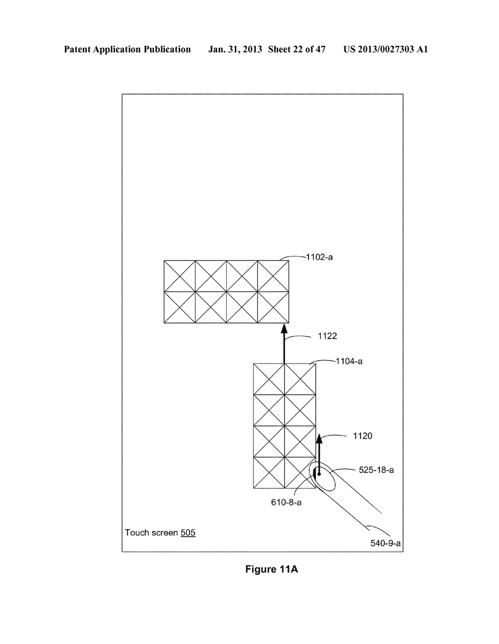 Touch Screen Device, Method, and Graphical User Interface for Moving     On-Screen Objects Without Using a Cursor - diagram, schematic, and image 23