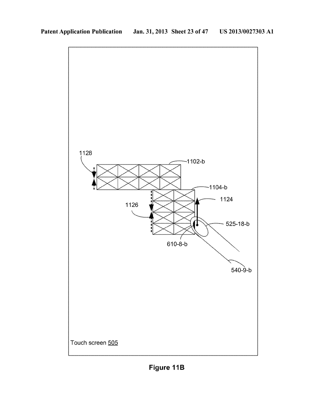 Touch Screen Device, Method, and Graphical User Interface for Moving     On-Screen Objects Without Using a Cursor - diagram, schematic, and image 24