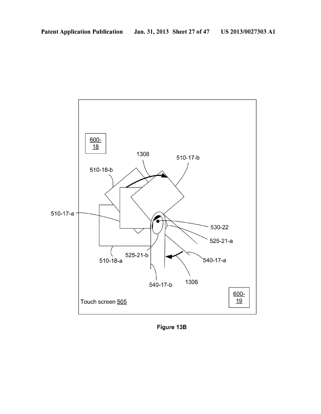 Touch Screen Device, Method, and Graphical User Interface for Moving     On-Screen Objects Without Using a Cursor - diagram, schematic, and image 28