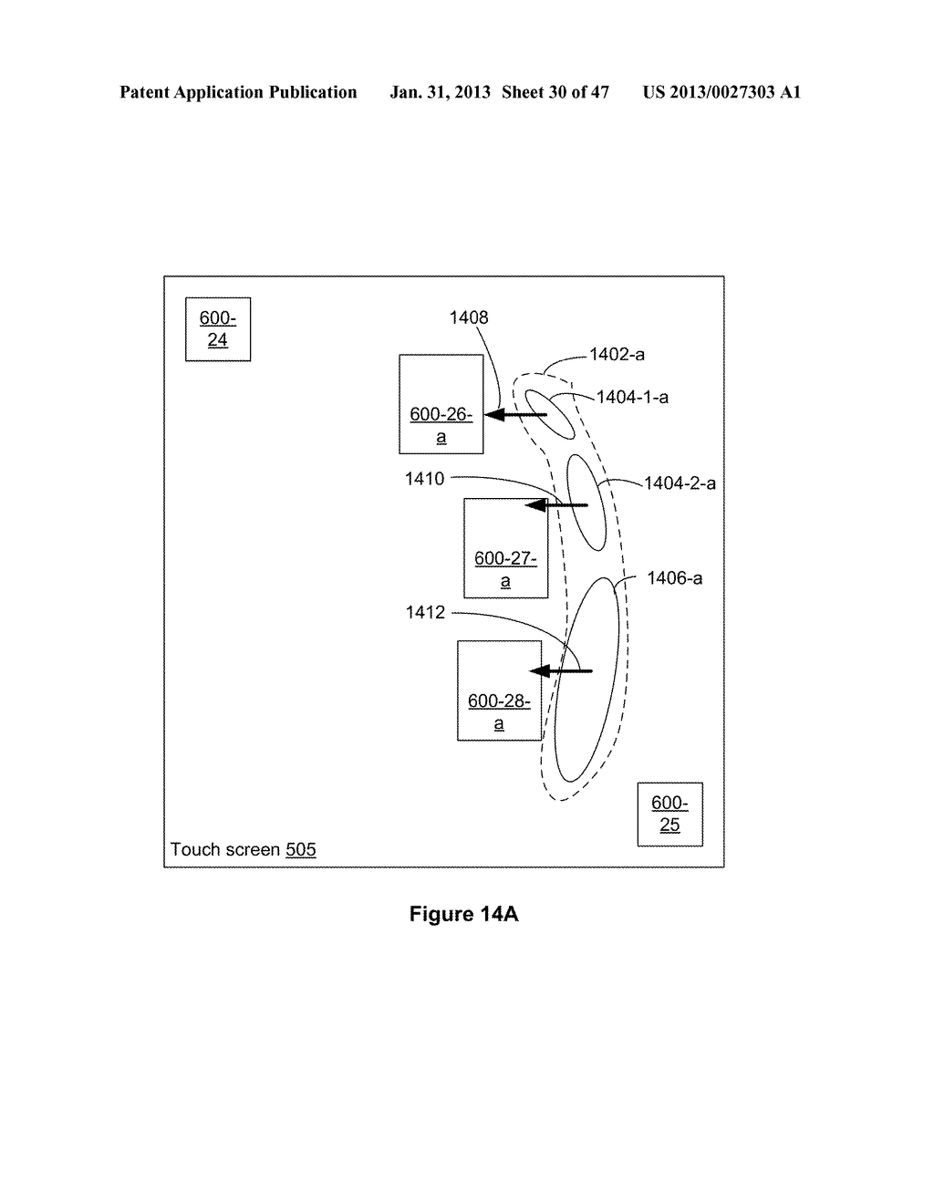 Touch Screen Device, Method, and Graphical User Interface for Moving     On-Screen Objects Without Using a Cursor - diagram, schematic, and image 31
