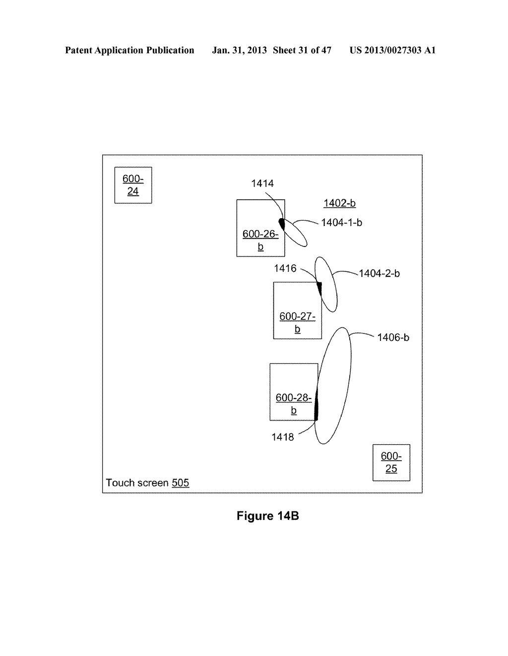 Touch Screen Device, Method, and Graphical User Interface for Moving     On-Screen Objects Without Using a Cursor - diagram, schematic, and image 32