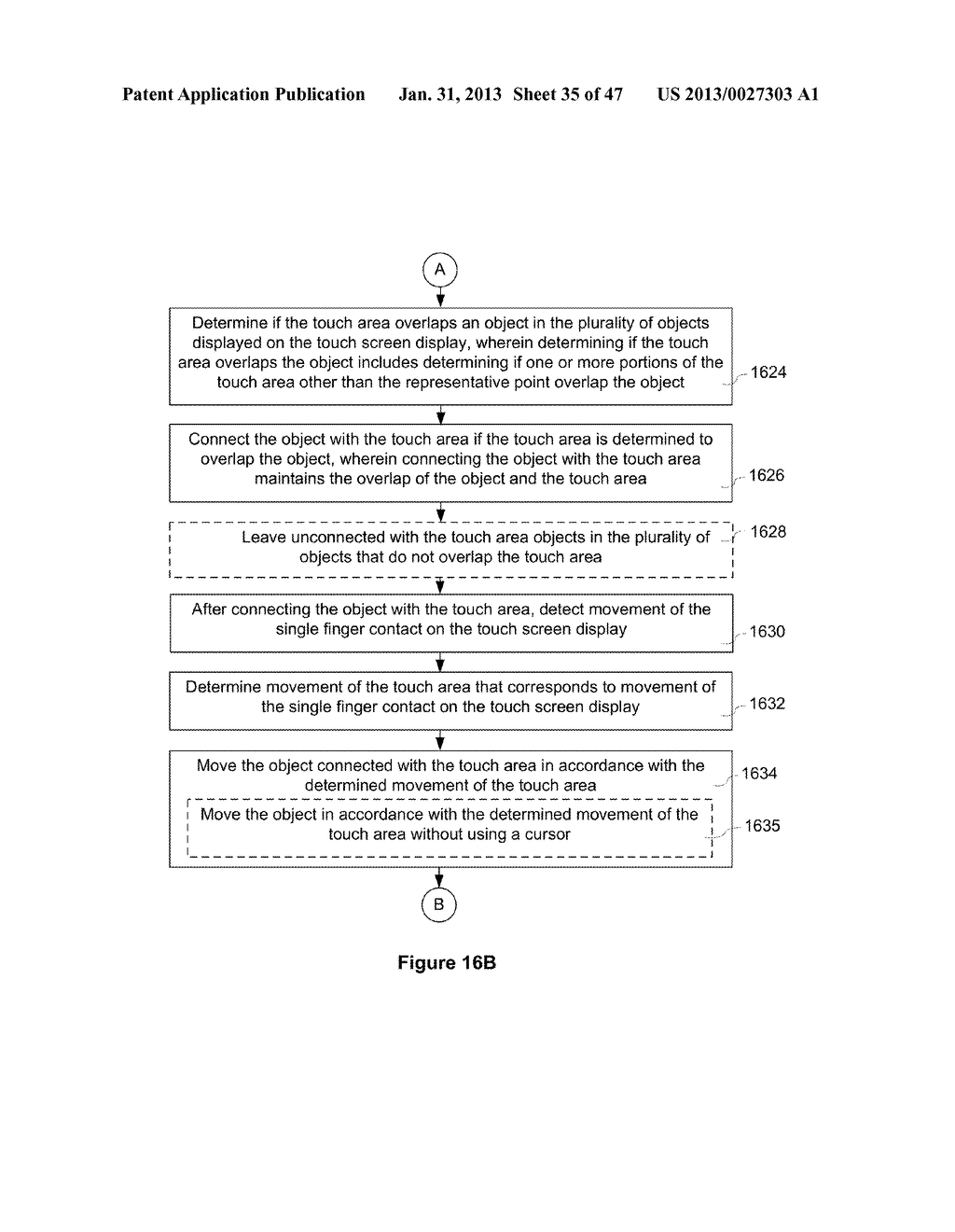 Touch Screen Device, Method, and Graphical User Interface for Moving     On-Screen Objects Without Using a Cursor - diagram, schematic, and image 36