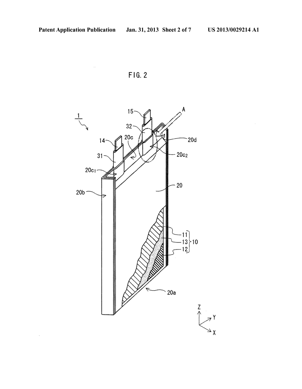 LAMINATE-CASED BATTERY WITH TABS PARTIALLY EXTENDING OUTWARDLY ACROSS     SEALED PORTION OF LAMINATE CASE - diagram, schematic, and image 03