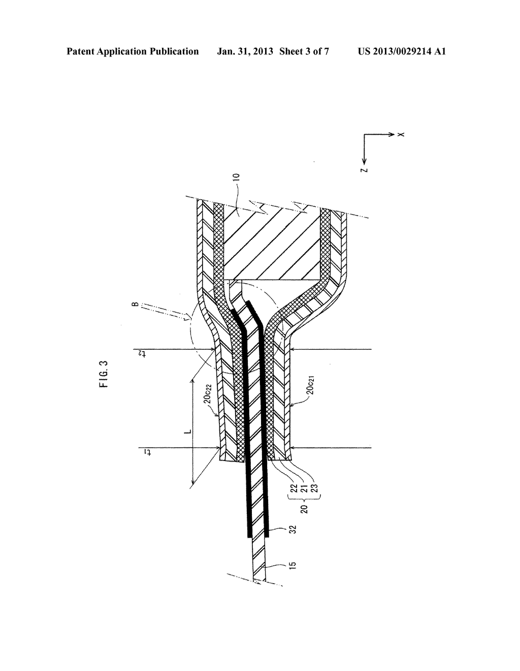 LAMINATE-CASED BATTERY WITH TABS PARTIALLY EXTENDING OUTWARDLY ACROSS     SEALED PORTION OF LAMINATE CASE - diagram, schematic, and image 04