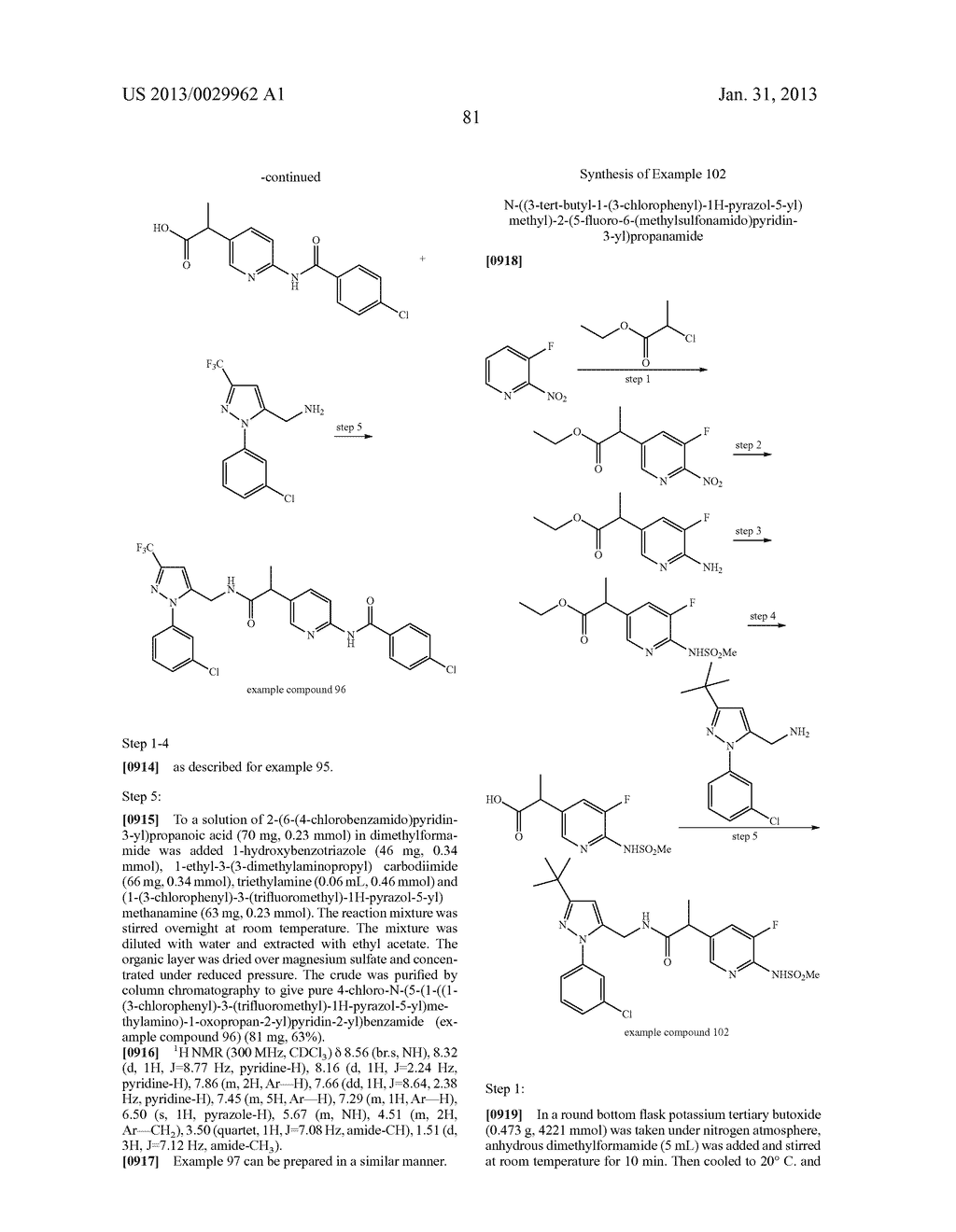 Substituted Heteroaromatic Pyrazole-Containing Carboxamide and Urea     Compounds as Vanilloid Receptor Ligands - diagram, schematic, and image 82