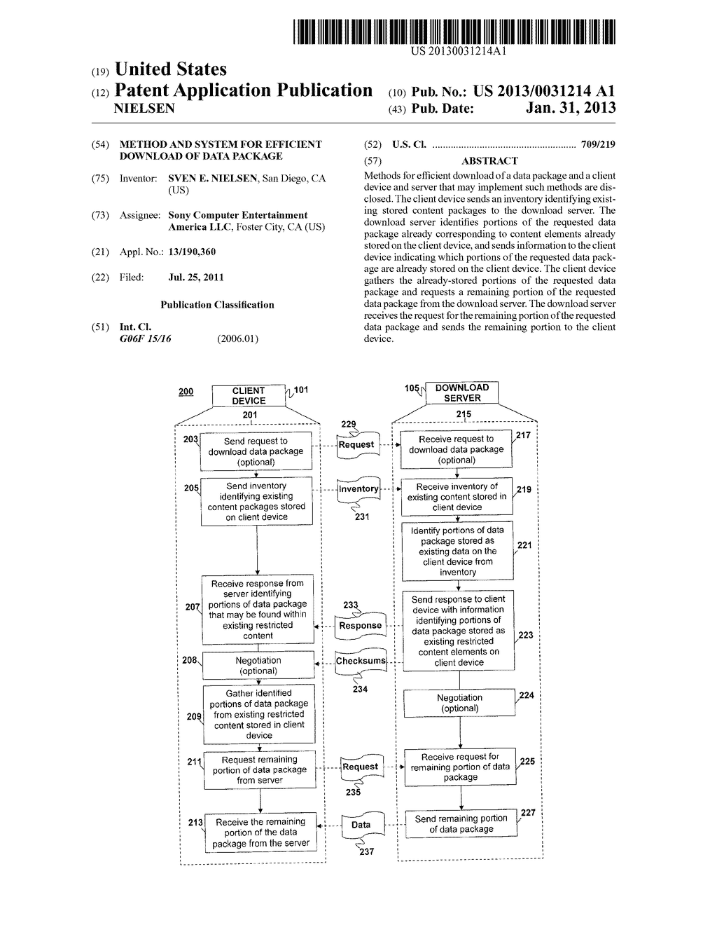 METHOD AND SYSTEM FOR EFFICIENT DOWNLOAD OF DATA PACKAGE - diagram, schematic, and image 01