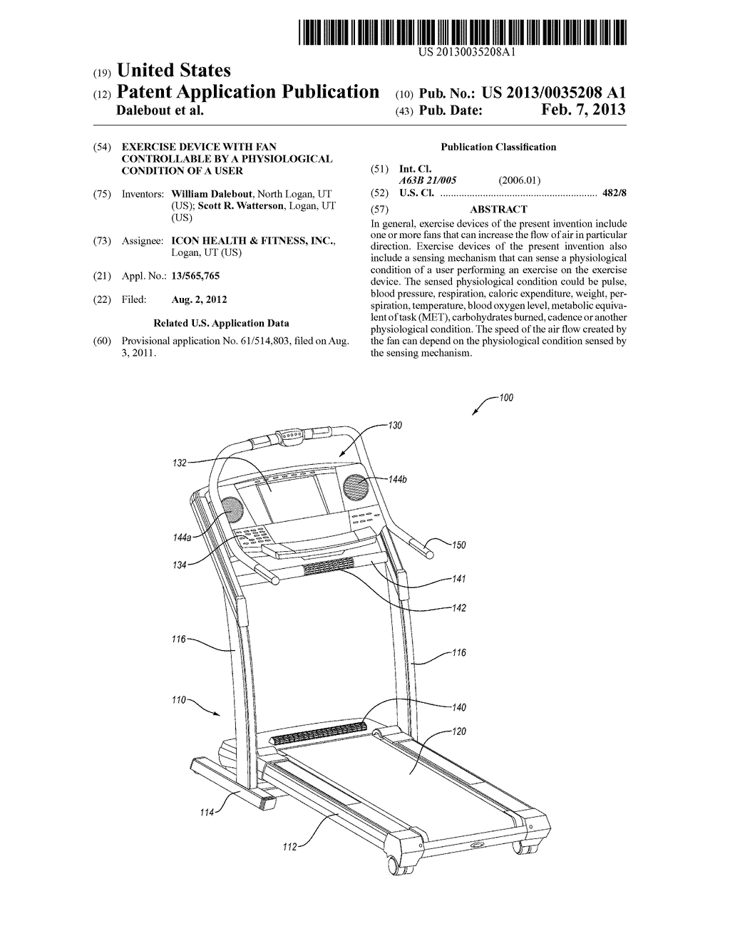 EXERCISE DEVICE WITH FAN CONTROLLABLE BY A PHYSIOLOGICAL CONDITION OF A     USER - diagram, schematic, and image 01